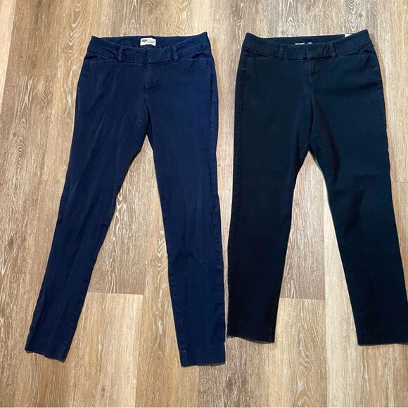 Old navy Pixie chino Skinny Ankle Pants set bundle of 2 navy blue black size 2-4 - Picture 1 of 10